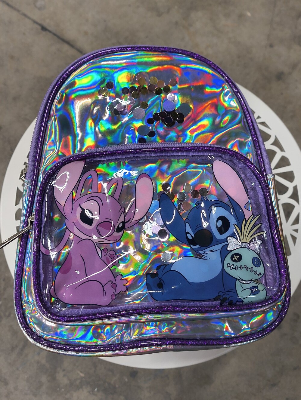 Disney Lilo & Stitch Holographic Purple Kids Mini Backpack